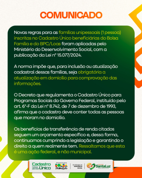 Novas Regras (Bolsa Família e BPC/Loas)